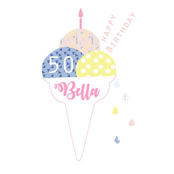 Happy Birthday Three Scoop Ice Cream Greeting Card, 2 of 2
