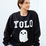 You Only Live Once Ghost Women’s Halloween Sweatshirt, thumbnail 2 of 5