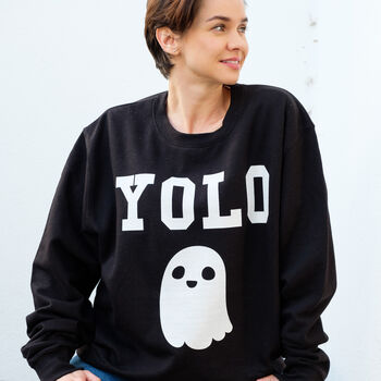 You Only Live Once Ghost Women’s Halloween Sweatshirt, 2 of 5