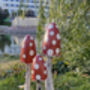 Set Of Three Wooden Red Mushrooms For Garden, thumbnail 3 of 10