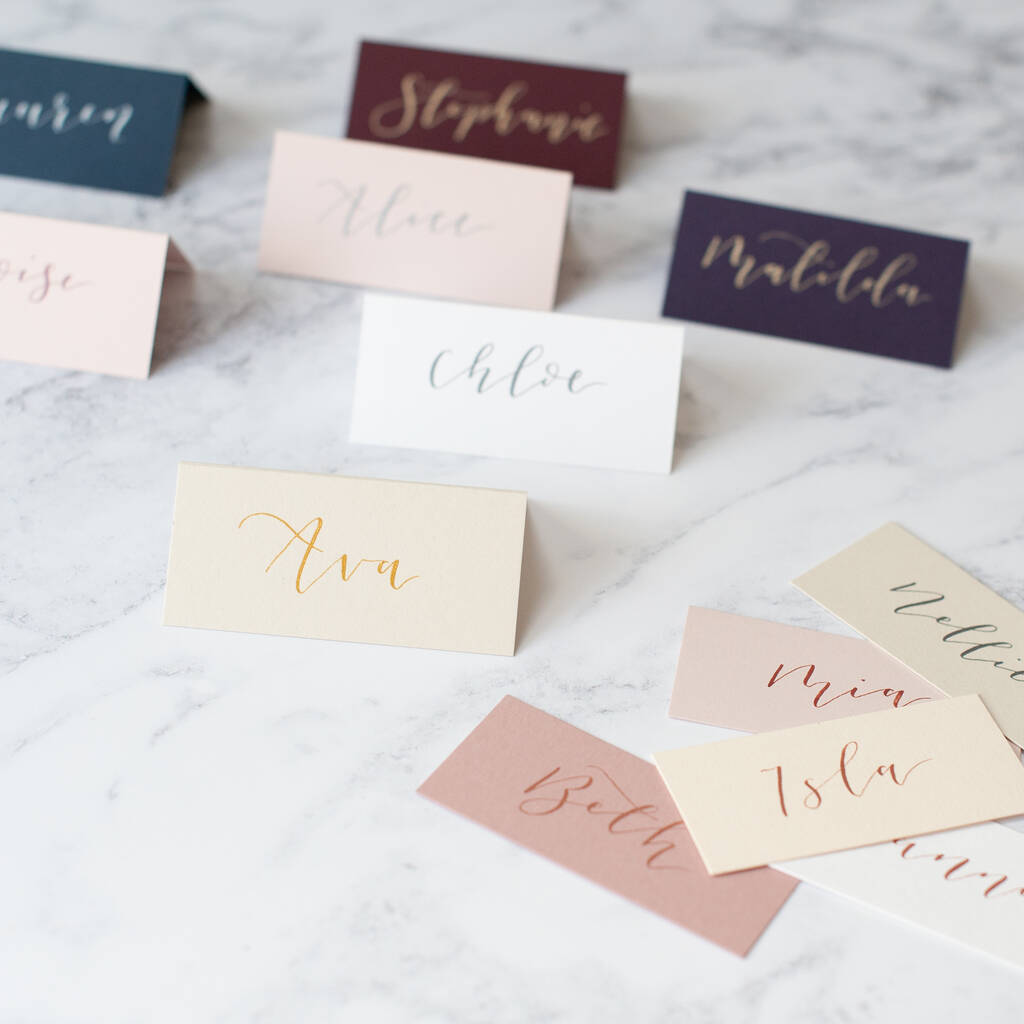 Calligraphy Wedding Place Setting Name Cards By White Olive Design