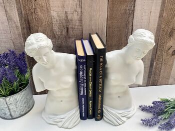 Pair Of Venus White Bookends Heavy Book Holders Gift, 4 of 9