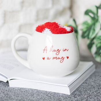 Valentines Gift Set Hug In A Mug And Heart Socks, 4 of 8