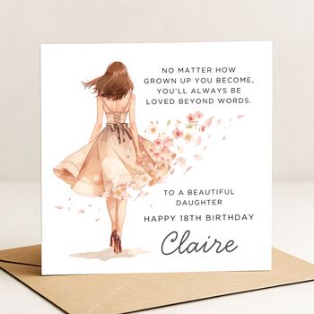 Personalised 18th Birthday Card For Daughter Floral Dress, 2 of 8