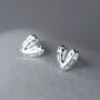 Sterling Silver Hammered Heart Stud Earrings, thumbnail 1 of 5