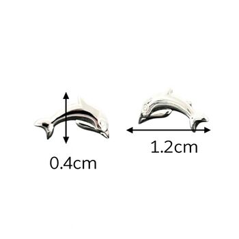 Sterling Silver Dolphin Stud Earrings, 7 of 8