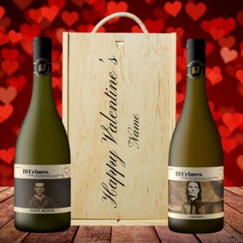 Personalised 19 Crimes White Wine Gift Set, 4 of 9