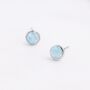 Genuine Larimar Stone Stud Earrings In Sterling Silver, thumbnail 7 of 12