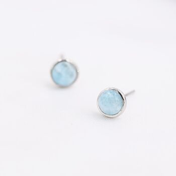 Genuine Larimar Stone Stud Earrings In Sterling Silver, 7 of 12