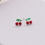 'Cherry On Top' Sterling Silver Cherry Earrings, thumbnail 2 of 6