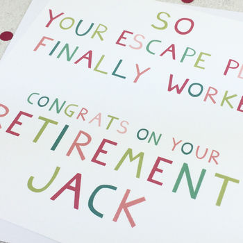 'Escape Plan' Funny Personalised Retirement Card, 3 of 3