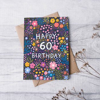 60th Birthday Card For Women, Floral 60th Card, For Her, 2 of 3