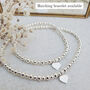 Sterling Silver Personalised Love Heart Charm Stretch Bead Anklet, thumbnail 3 of 9