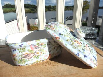 Lidded Butterdish In British Birds Design, 5 of 8
