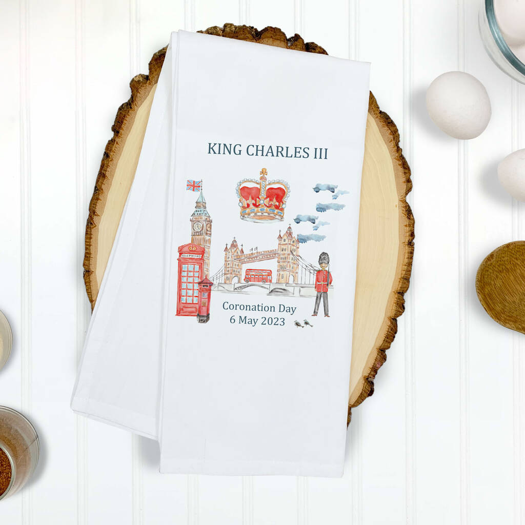 King Charles Coronation Tea Towel, 1 of 8