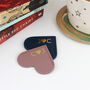 Set Of Two Personalised Leather Heart Corner Bookmarks, thumbnail 2 of 6