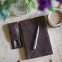 Vintage Leather Notebook With Pen And Pencil Set, thumbnail 1 of 6