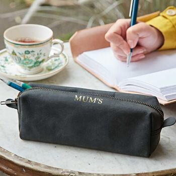 Personalised Buffalo Leather Square Pencil Case, 8 of 11
