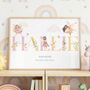 Personalised Fairy Nursery Name Print, Nursery Fairy Wall Art Decor, thumbnail 1 of 4