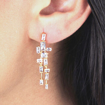 Diamante Long Geometrical Earrings, 3 of 8