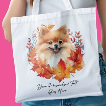 Personalised Dog Autumn Wreath Tote Bags, 6 of 12