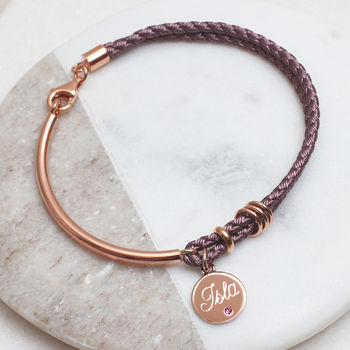 Silk And 18ct Rose Gold Plated Birthstone Bracelet, 2 of 7