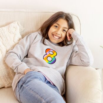 Grey Kids Rainbow Age Embroidered Sweatshirt, 2 of 3