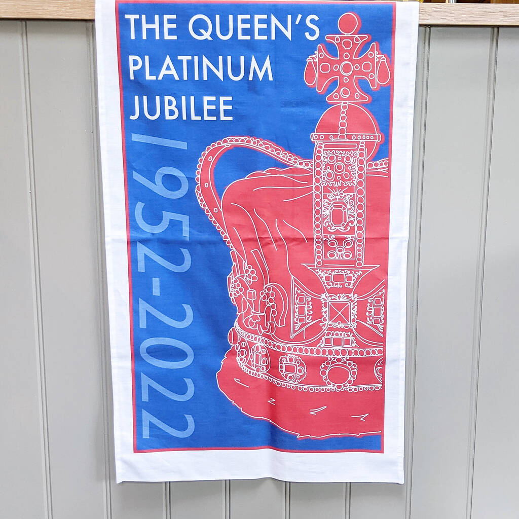 Queen's Jubilee Retro British Commemorative Tea Towel, 1 of 2
