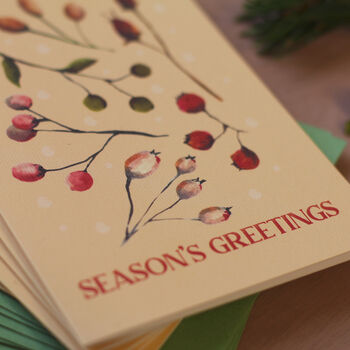 Set Of Six Winter Berries Christmas Cards, 5 of 8