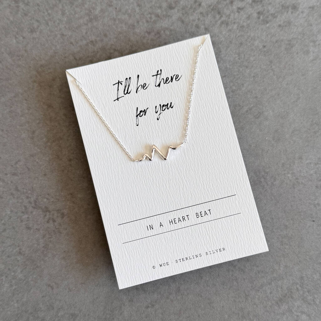 There For You Sterling Silver Heartbeat Necklace – Friendship Gift For Her, 1 of 5