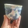 Blue Floral Tumblers Cute Wonky Hand Painted Cups, thumbnail 2 of 10