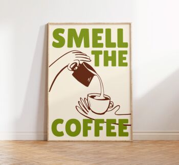 Smell The Coffee Kitchen Wall Art Print Retro, 11 of 11