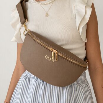 Personalised Custom Embossed Initials Saffiano Leather Saddle Cross Body Bag, 4 of 4