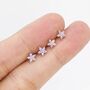 Sterling Silver Lilac Purple Flower Cz Stud Earrings, thumbnail 7 of 12