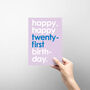 21st Birthday Card Modern Typography, thumbnail 3 of 3