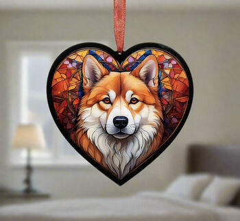 Akita Stained Glass Effect Heart Suncatcher, 5 of 6