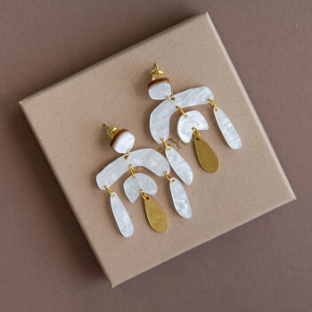 Statement Pearly White Art Deco Earrings, 5 of 6