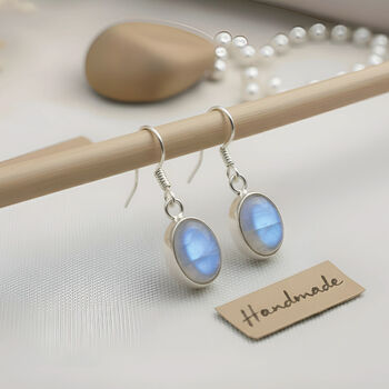 Handmade Moonstone Drop Earrings In Sterling Silver, 2 of 4