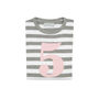 Grey Marl + White Striped Number/Age T Shirt Mallow, thumbnail 6 of 6