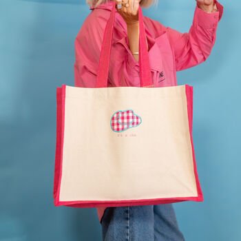 It's A Vibe Gingham Cowboy Hat Tote Bag, 3 of 3