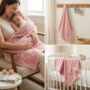 Personalised Dusty Pink Honeycomb Baby Blanket, thumbnail 2 of 12