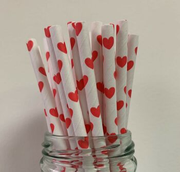 Red Heart Paper Drinking Straws 100% Recyclable, 5 of 6