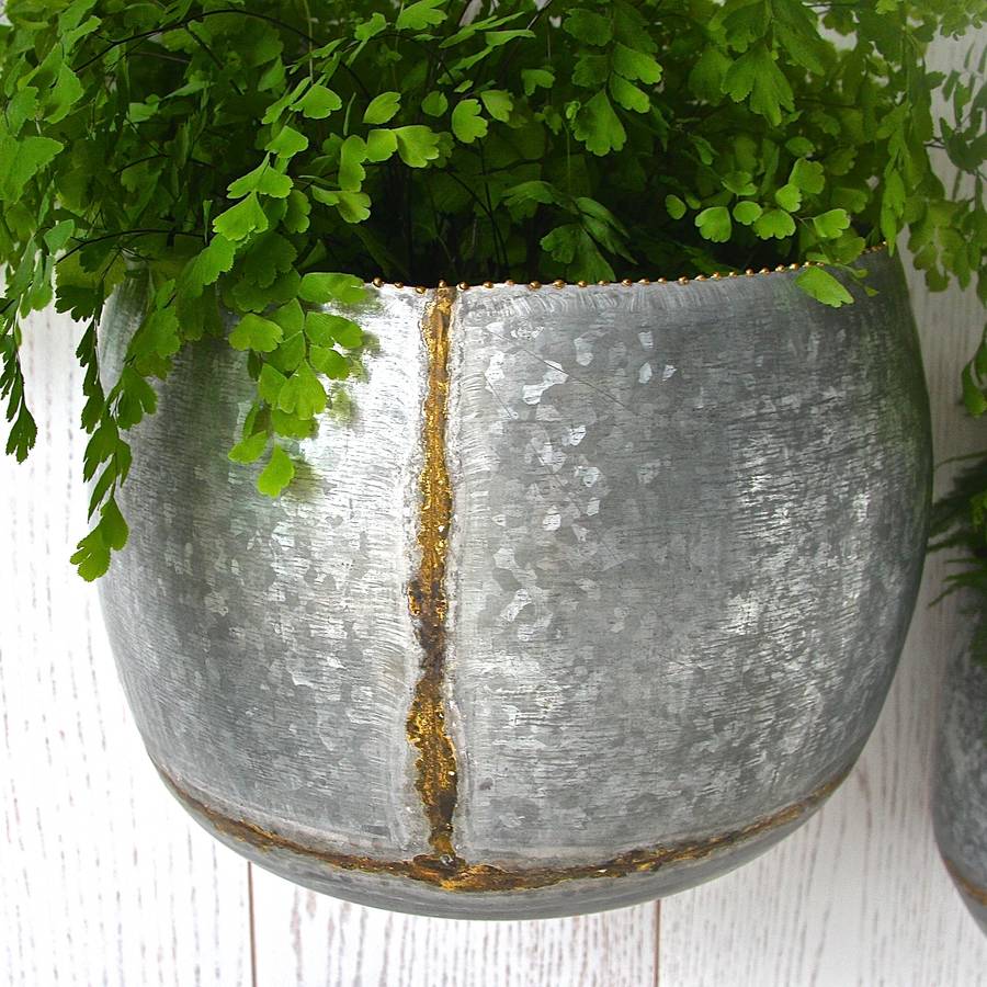 Set Of Two Zinc Bowl Wall Planters By London Garden 