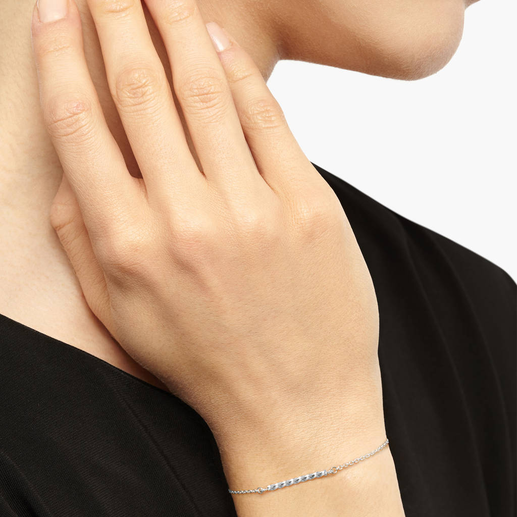 Sterling Silver Twisted Bar Bracelet By Myia Bonner Sterling Silver Twisted Bar Bracelet