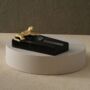 Handmade Black Marble Ashtray With Gold Lion Accent, thumbnail 1 of 3