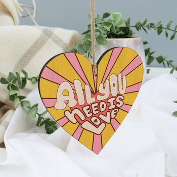 All You Need Is Love Hanging Retro Heart, 3 of 9