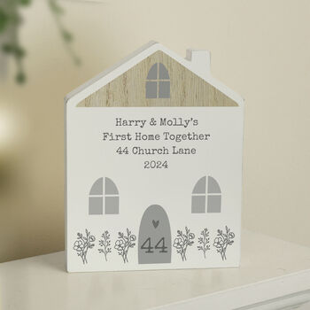 Personalised Grey Wooden House Ornament, 4 of 5