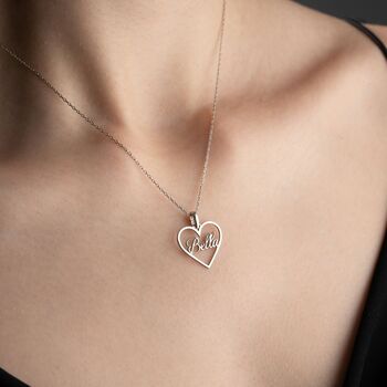 Heart Outline Necklace With Name, 5 of 9