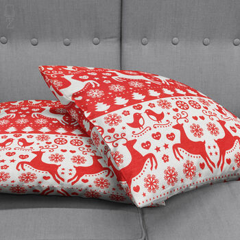 Xmas Pillow Cover With Red And White Christmas Deers, 4 of 7