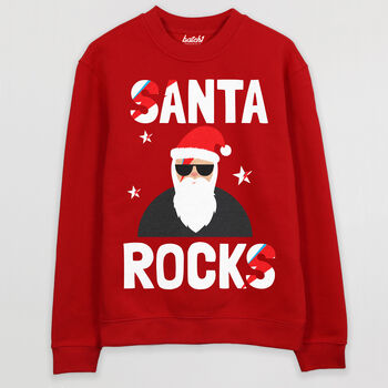 Santa Rocks Men's Christmas Jumper, 3 of 4